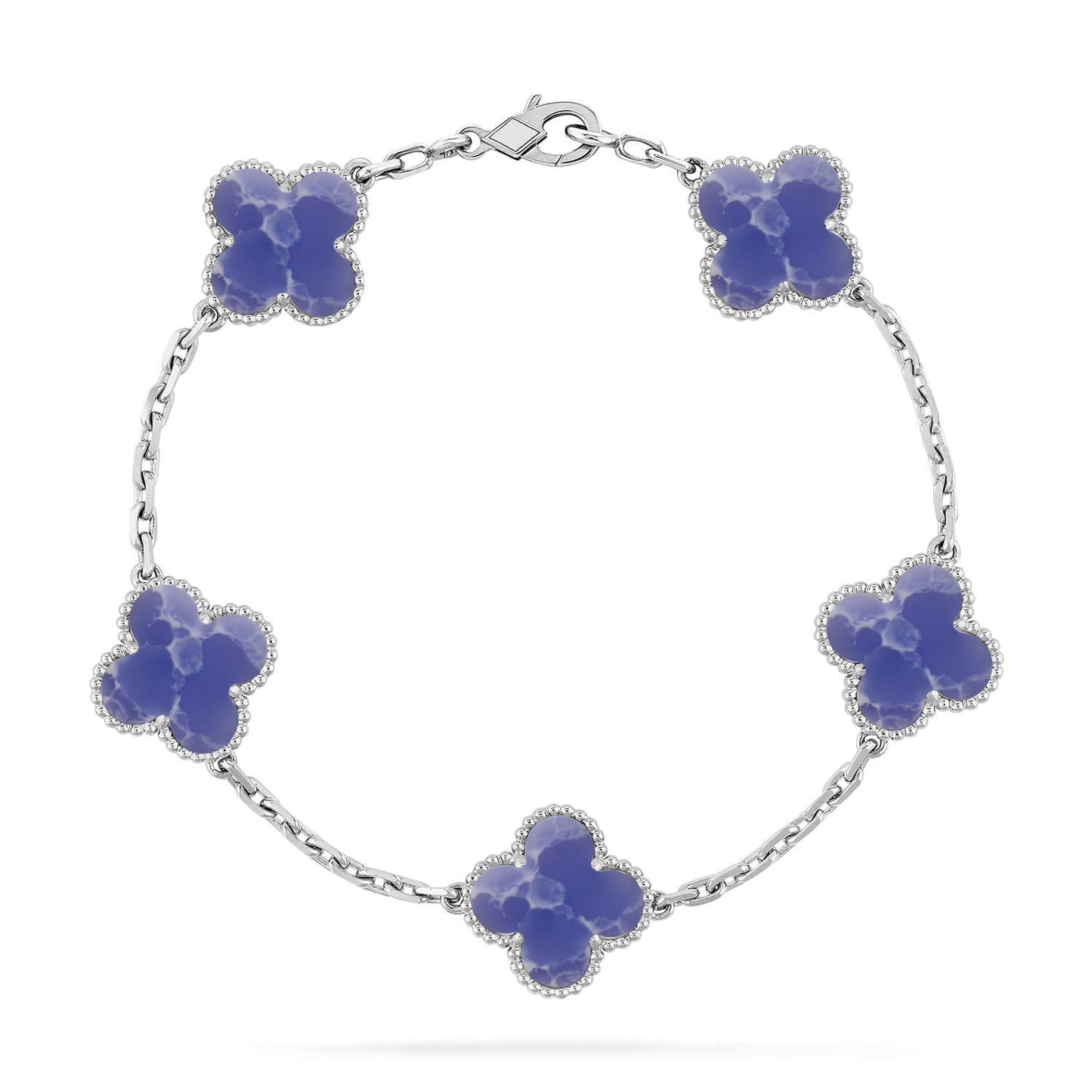 [Loran]LUCKY CLOVER 5-MOTIF BRACELET - BLUE LARIMAR COLLECTION