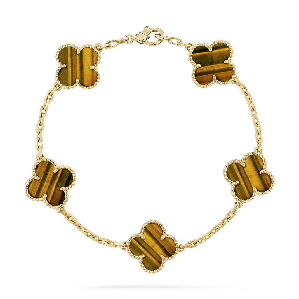 [Loran]LUCKY CLOVER 5-MOTIF BRACELET -  TIGER’S EYE COLLECTION