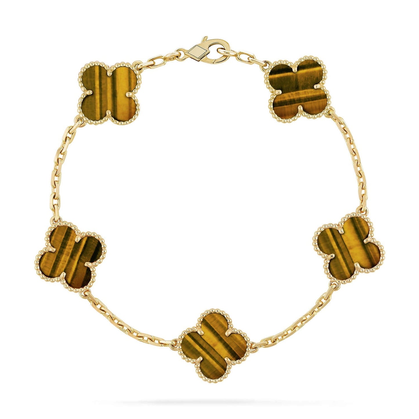 [Loran]LUCKY CLOVER 5-MOTIF BRACELET -  TIGER’S EYE COLLECTION