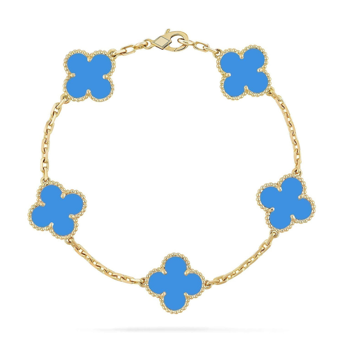 [Loran]LUCKY CLOVER 5-MOTIF BRACELET - BLUE AGATE COLLECTION