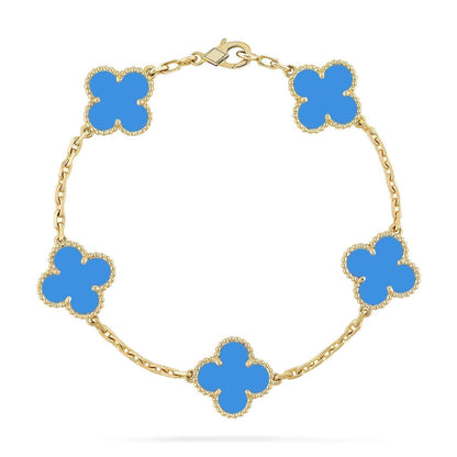 [Loran]LUCKY CLOVER 5-MOTIF BRACELET - BLUE AGATE COLLECTION