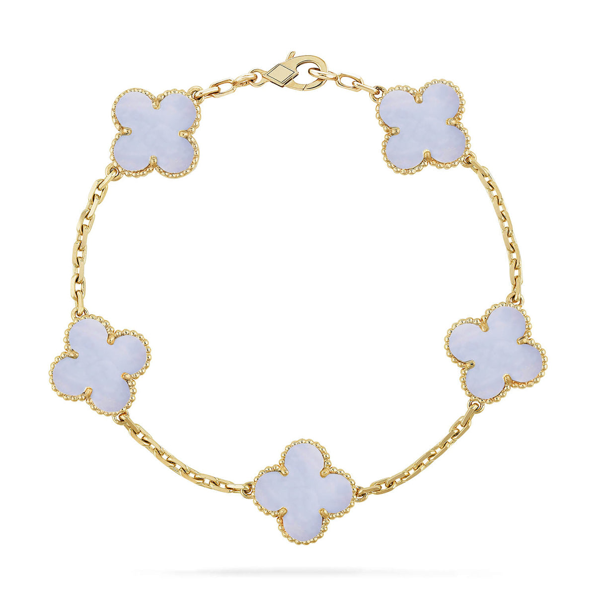 [Loran]LUCKY CLOVER 5-MOTIF BRACELET - PURPLE CHALCEDONY COLLECTION