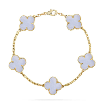 [Loran]LUCKY CLOVER 5-MOTIF BRACELET - PURPLE CHALCEDONY COLLECTION
