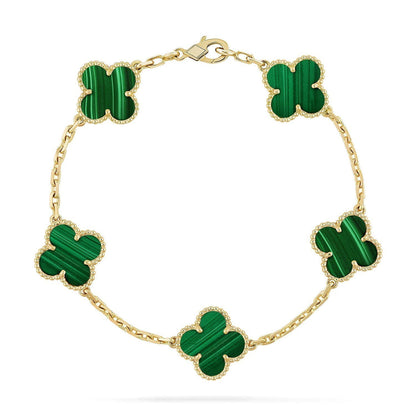 [Loran]LUCKY CLOVER 5-MOTIF BRACELET - MALACHITE COLLECTION