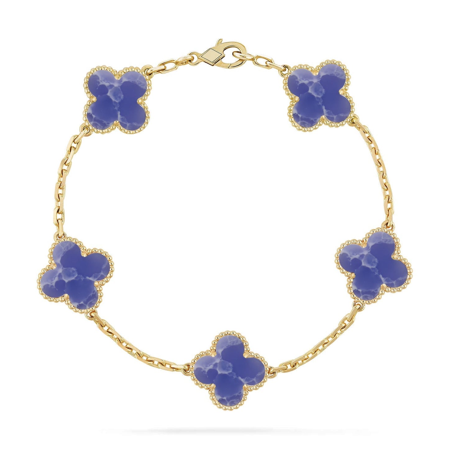 [Loran]LUCKY CLOVER 5-MOTIF BRACELET - BLUE LARIMAR COLLECTION