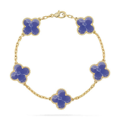 [Loran]LUCKY CLOVER 5-MOTIF BRACELET - BLUE LARIMAR COLLECTION