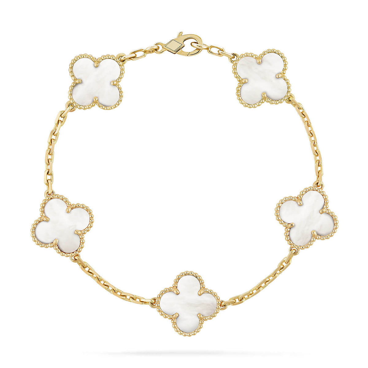 [Loran]LUCKY CLOVER 5-MOTIF BRACELET - WHITE MOTHER-OF-PEARL COLLECTION