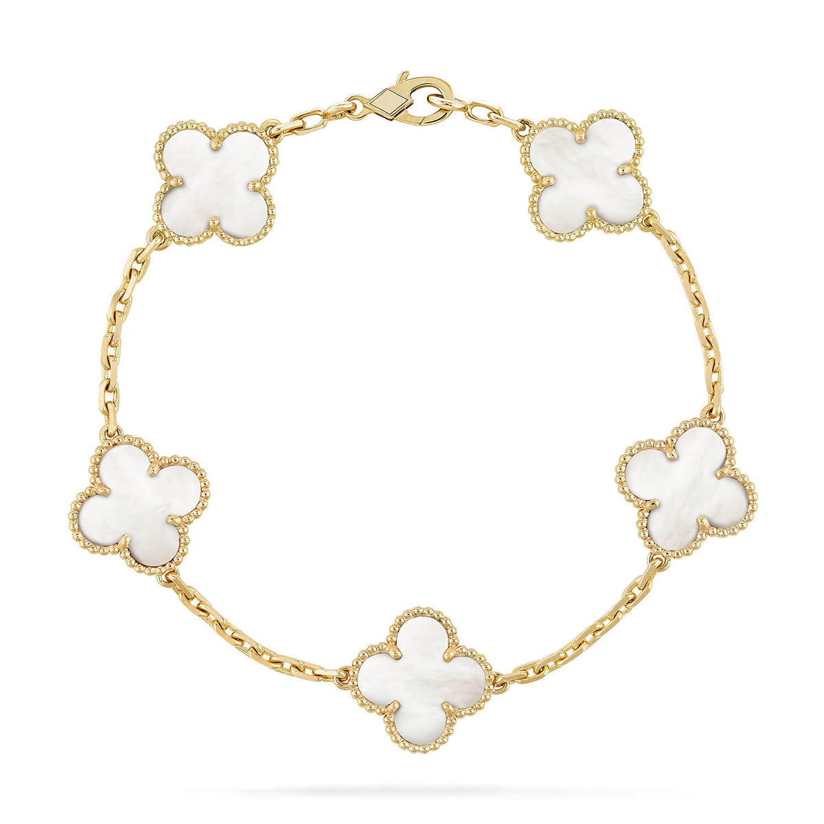 [Loran]LUCKY CLOVER 5-MOTIF BRACELET - WHITE MOTHER-OF-PEARL COLLECTION
