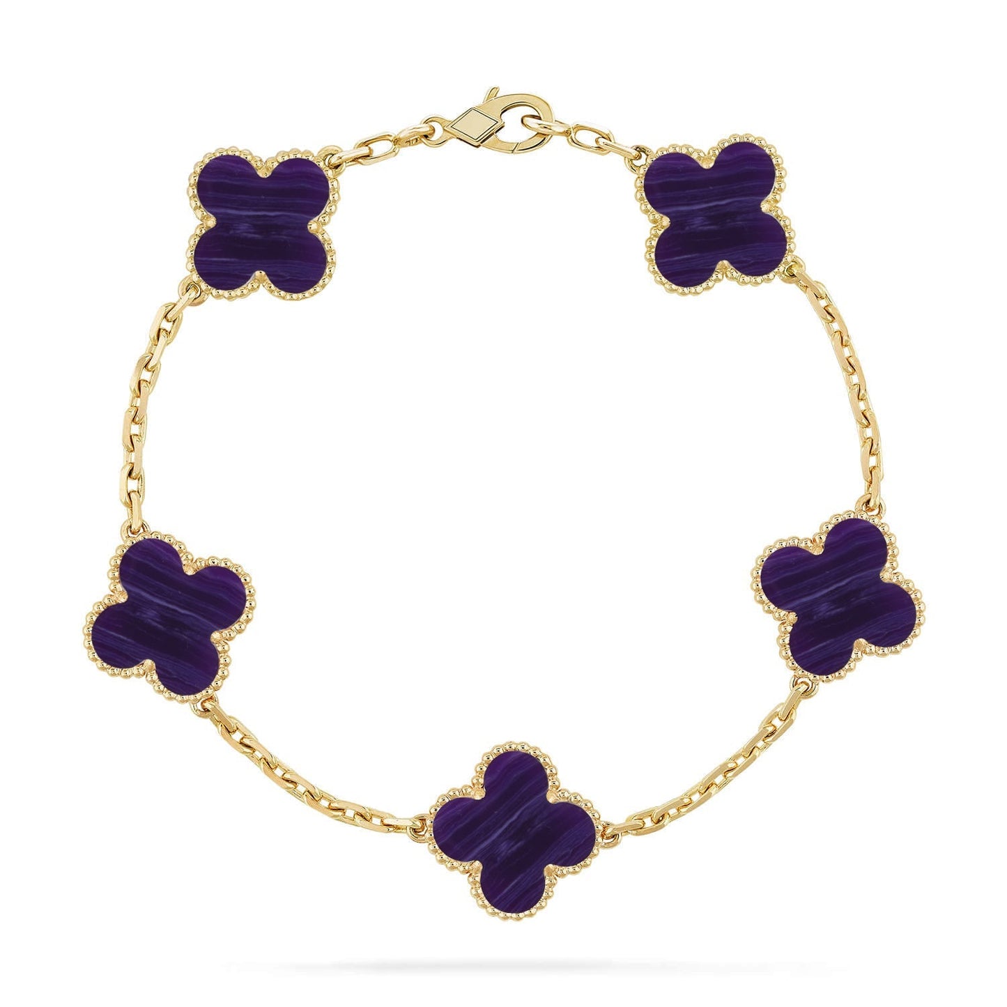 [Loran]LUCKY CLOVER 5-MOTIF BRACELET - CHAROITE COLLECTION