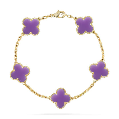 [Loran]LUCKY CLOVER 5-MOTIF BRACELET - LAVENDER COLLECTION
