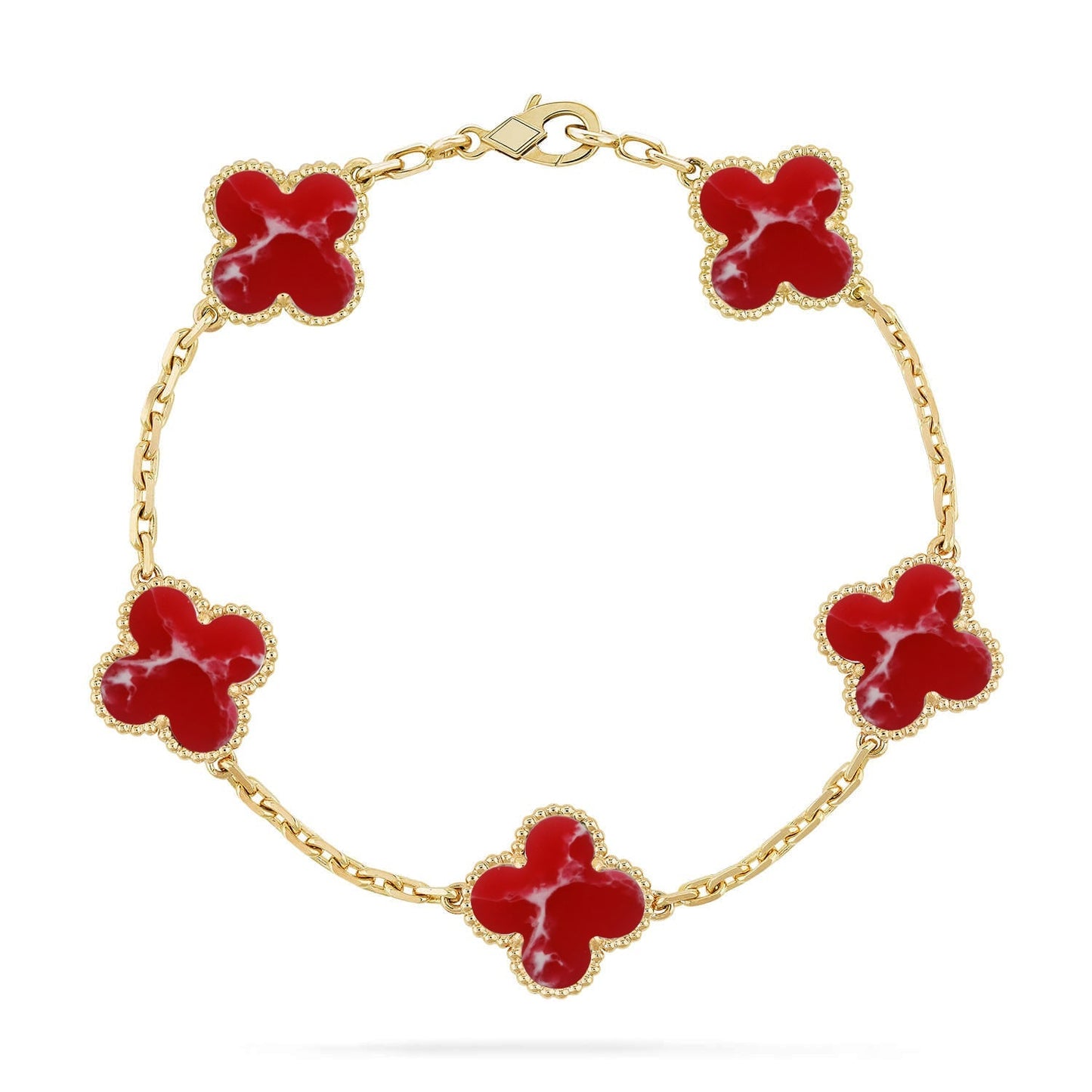 [Loran]LUCKY CLOVER 5-MOTIF BRACELET - RED LARIMAR COLLECTION