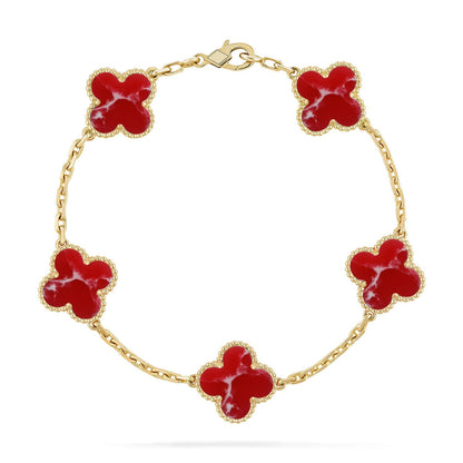 [Loran]LUCKY CLOVER 5-MOTIF BRACELET - RED LARIMAR COLLECTION