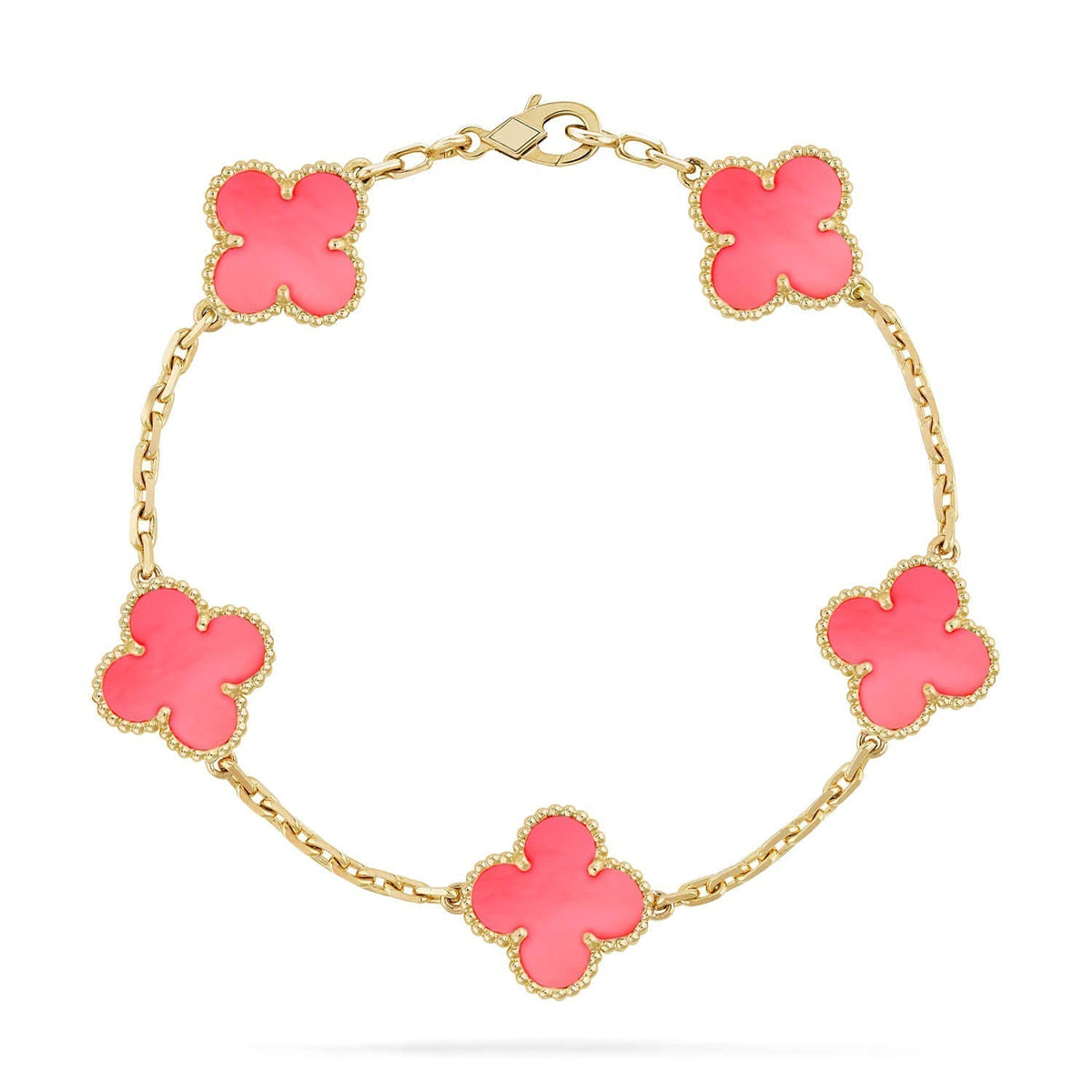 [Loran]LUCKY CLOVER 5-MOTIF BRACELET - PINK MOTHER-OF-PEARL COLLECTION