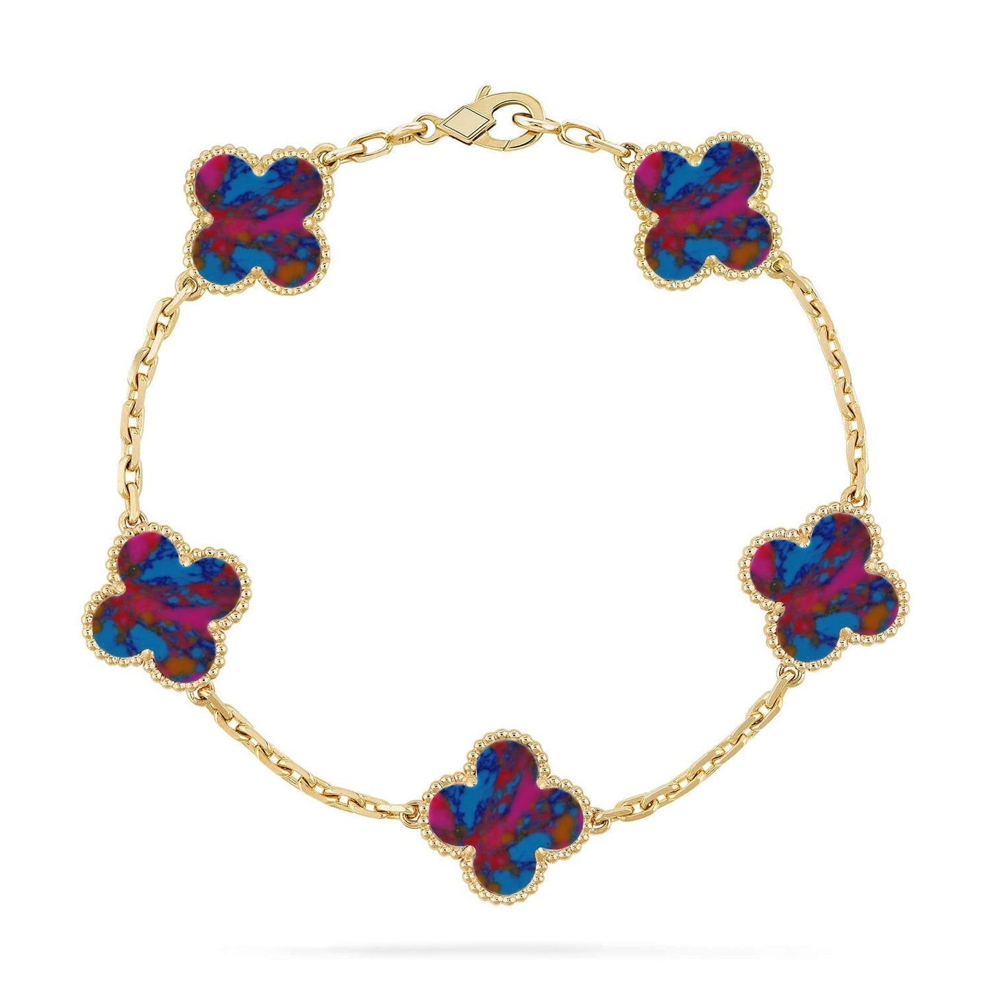 [Loran]LUCKY CLOVER 5-MOTIF BRACELET - MULTI-GEM COLLECTION