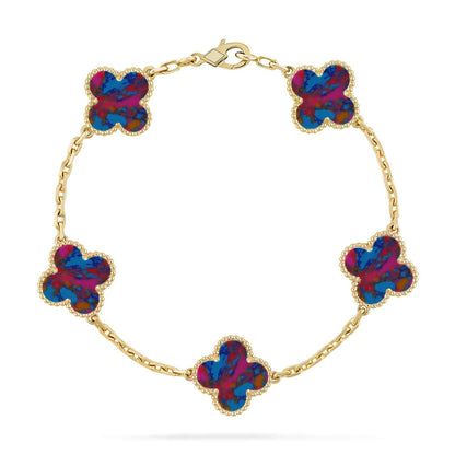 [Loran]LUCKY CLOVER 5-MOTIF BRACELET - MULTI-GEM COLLECTION