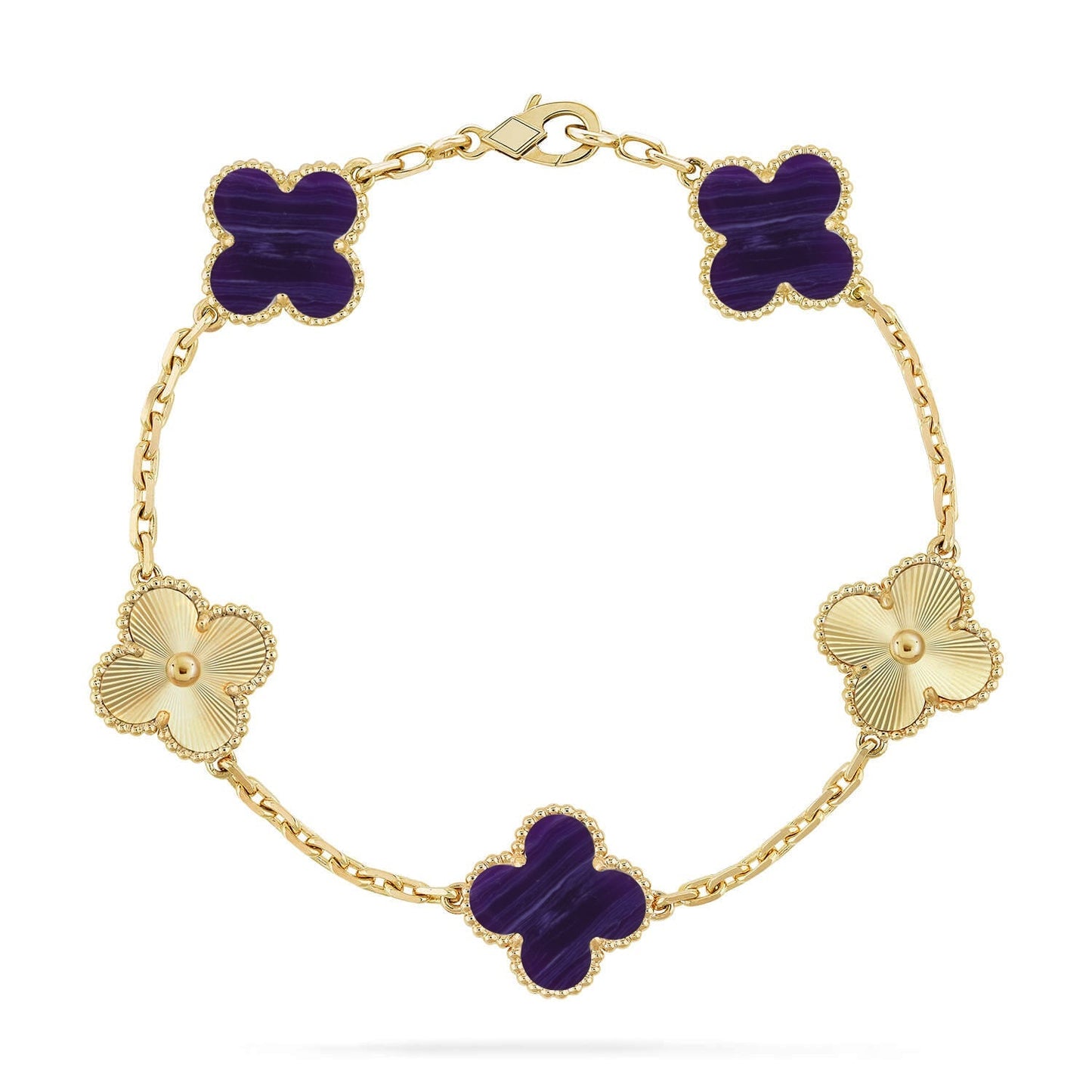 [Loran]LUCKY CLOVER 5-MOTIF BRACELET - CHAROITE COLLECTION