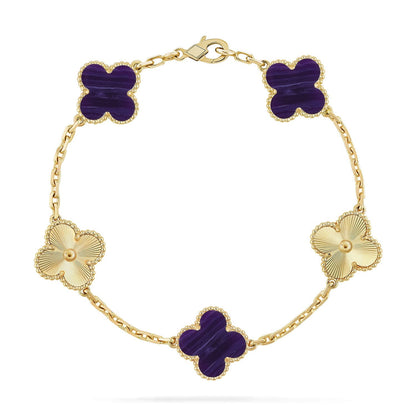 [Loran]LUCKY CLOVER 5-MOTIF BRACELET - CHAROITE COLLECTION