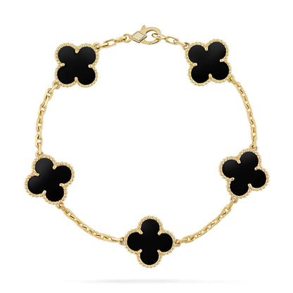 [Loran]LUCKY CLOVER 5-MOTIF BRACELET - BLACK OXNY COLLECTION