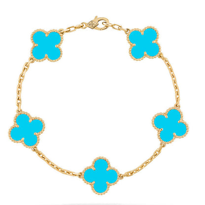 [Loran]LUCKY CLOVER 5-MOTIF BRACELET - TURQUOISE COLLECTION
