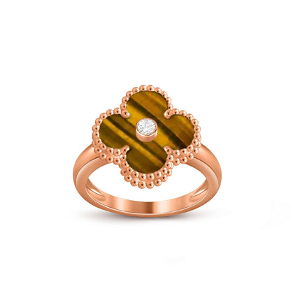 [Loran]LUCKY CLOVER DIAMOND-ACCENT ROSE GOLD RING COLLECTION