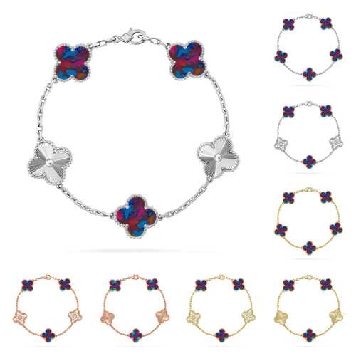 [Loran]LUCKY CLOVER 5-MOTIF BRACELET - MULTI-GEM COLLECTION