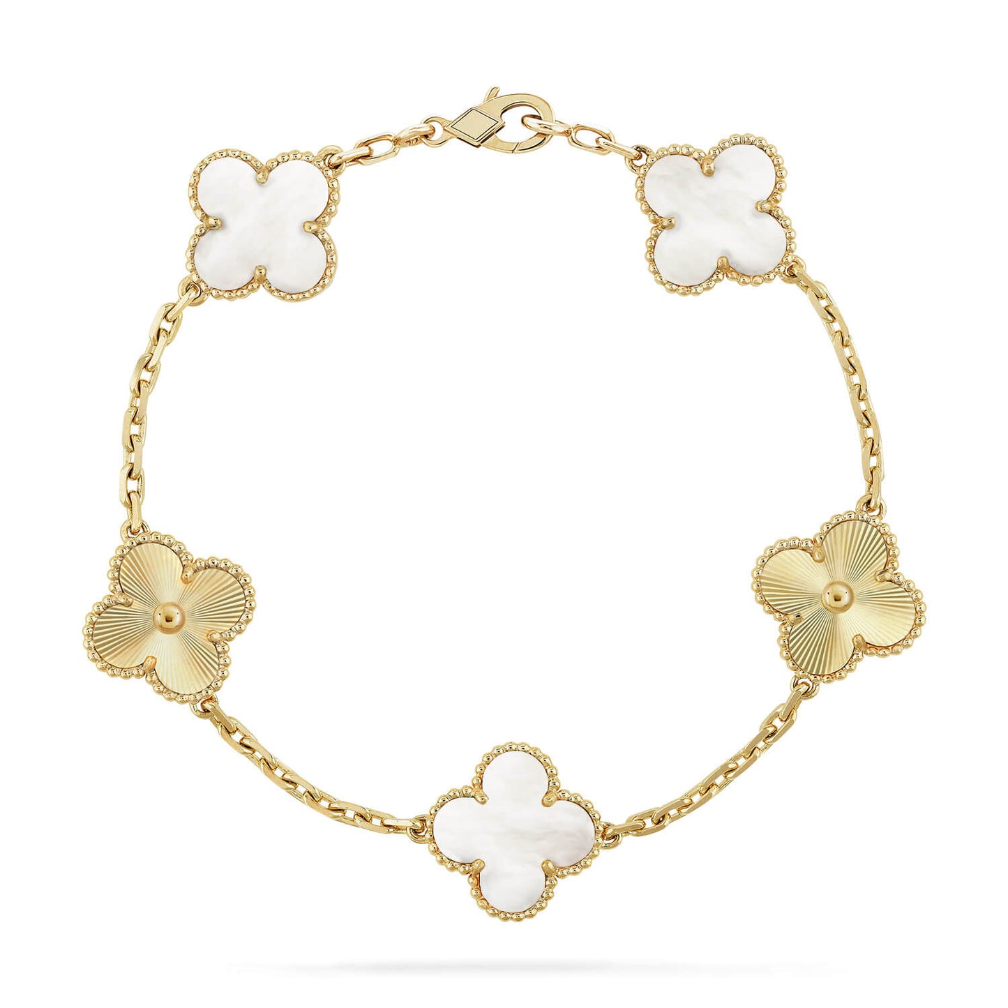 [Loran]LUCKY CLOVER 5-MOTIF BRACELET - WHITE MOTHER-OF-PEARL COLLECTION