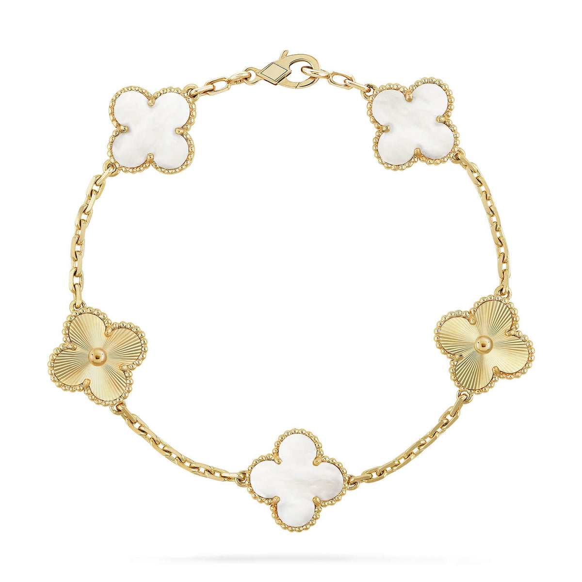 [Loran]LUCKY CLOVER 5-MOTIF BRACELET - WHITE MOTHER-OF-PEARL COLLECTION