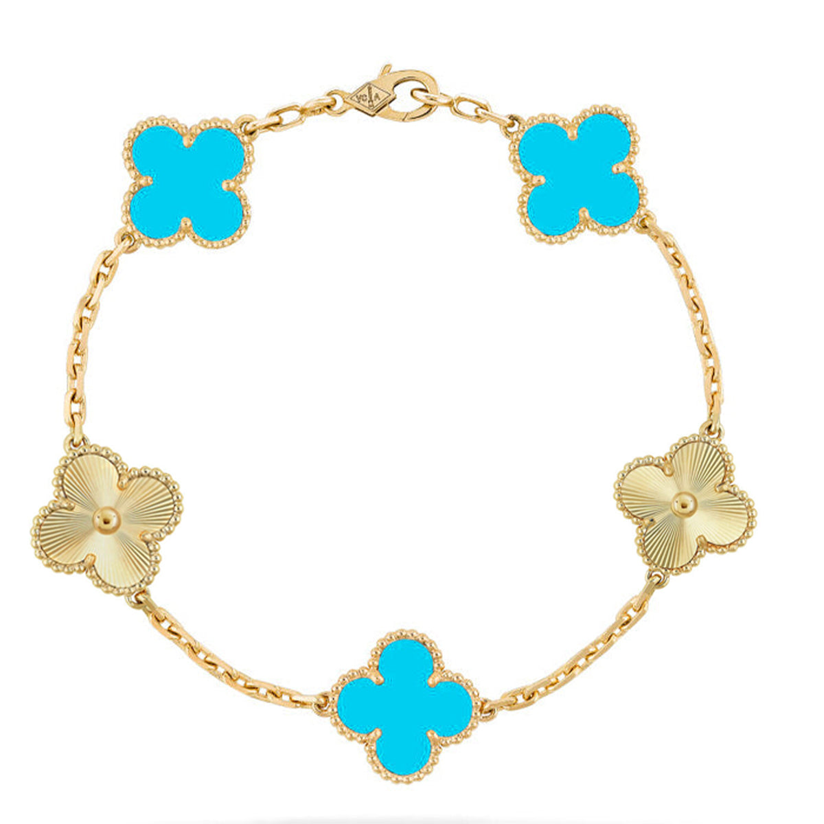 [Loran]LUCKY CLOVER 5-MOTIF BRACELET - TURQUOISE COLLECTION