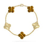 [Loran]LUCKY CLOVER 5-MOTIF BRACELET -  TIGER’S EYE COLLECTION