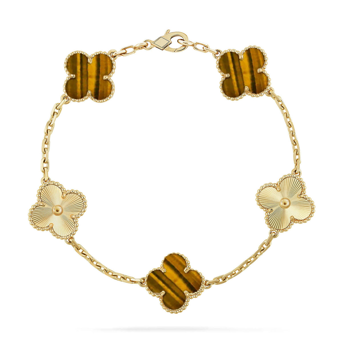 [Loran]LUCKY CLOVER 5-MOTIF BRACELET -  TIGER’S EYE COLLECTION