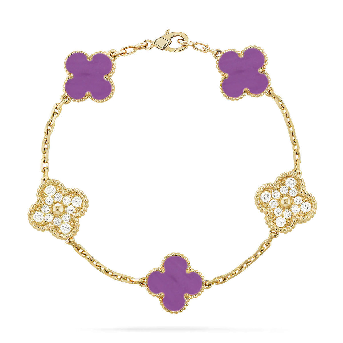 [Loran]LUCKY CLOVER 5-MOTIF BRACELET - VIOLET COLLECTION