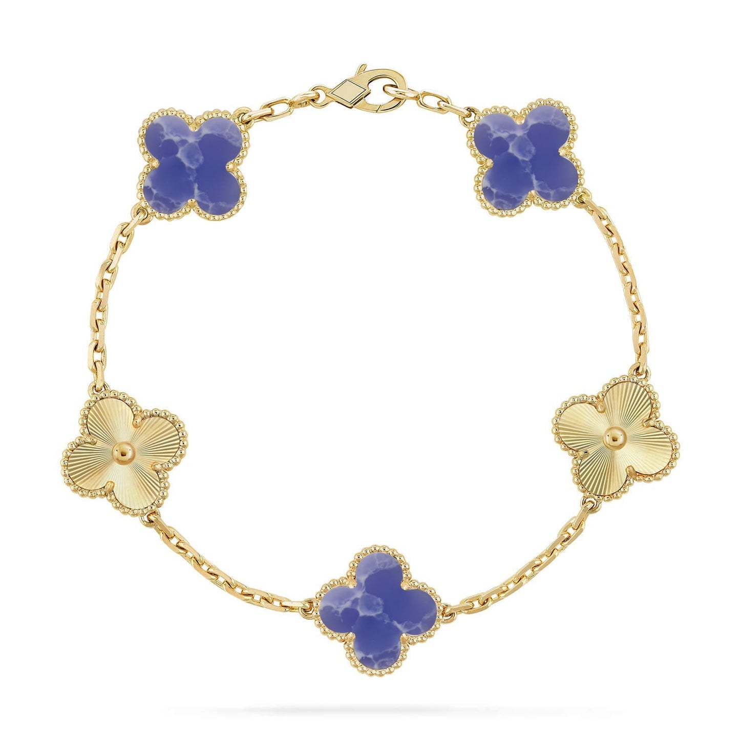 [Loran]LUCKY CLOVER 5-MOTIF BRACELET - BLUE LARIMAR COLLECTION