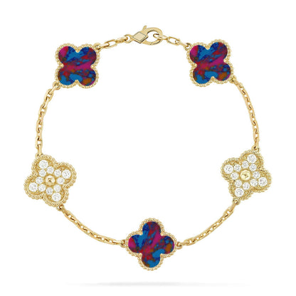 [Loran]LUCKY CLOVER 5-MOTIF BRACELET - MULTI-GEM COLLECTION