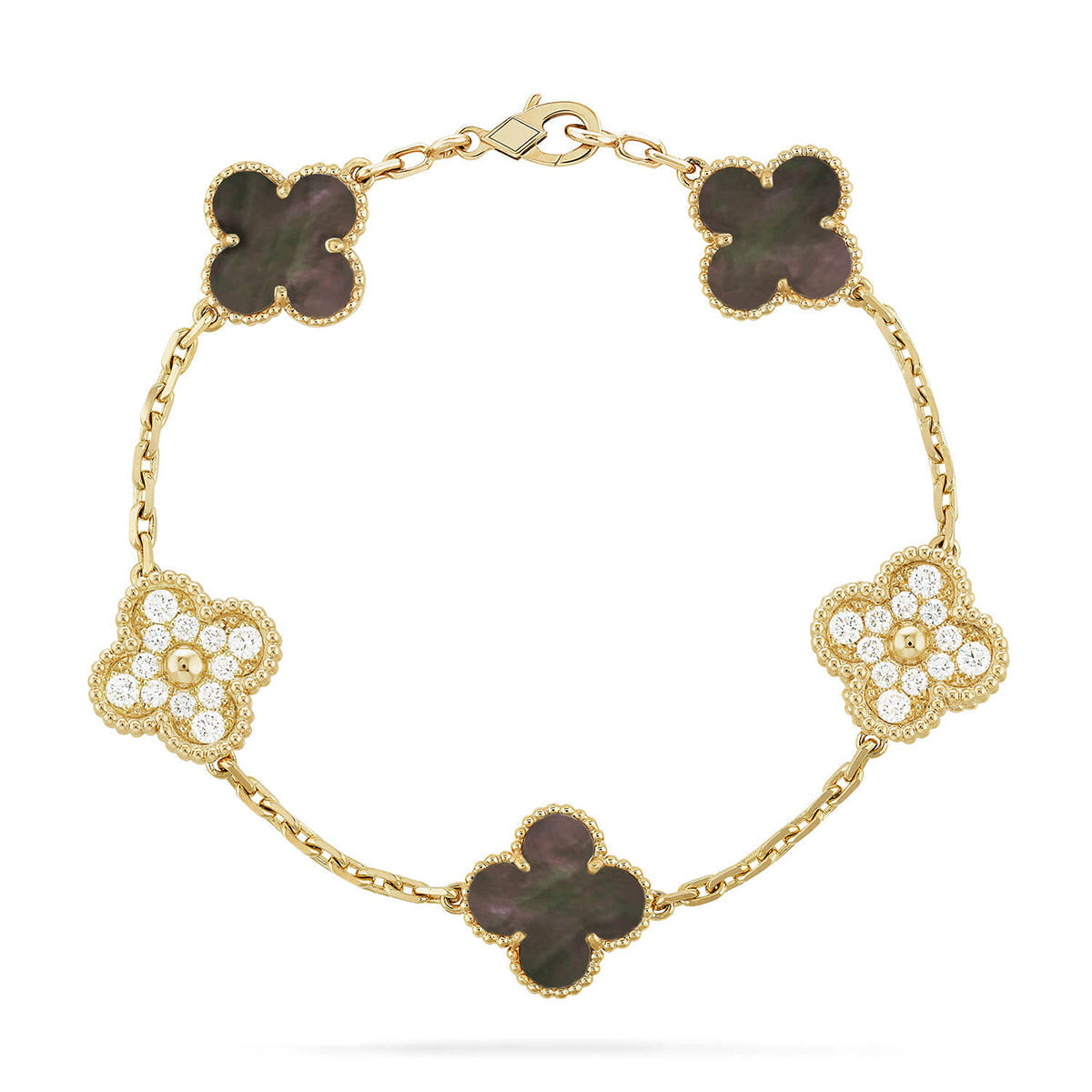 [Loran]LUCKY CLOVER 5-MOTIF BRACELET - GREY MOTHER-OF-PEARL COLLECTION