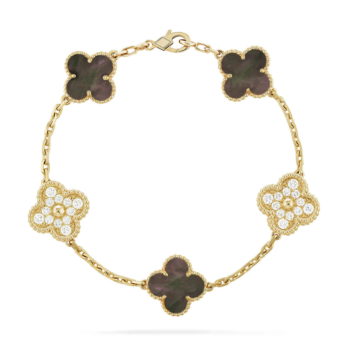 [Loran]LUCKY CLOVER 5-MOTIF BRACELET - GREY MOTHER-OF-PEARL COLLECTION