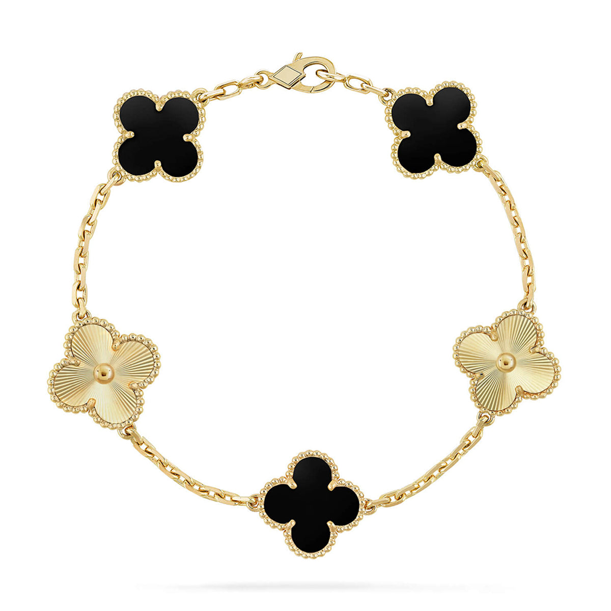 [Loran]LUCKY CLOVER 5-MOTIF BRACELET - BLACK OXNY COLLECTION