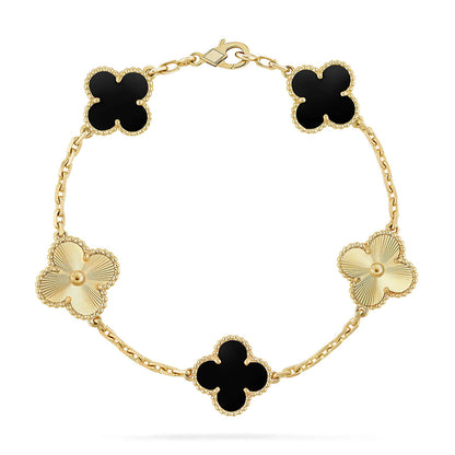 [Loran]LUCKY CLOVER 5-MOTIF BRACELET - BLACK OXNY COLLECTION