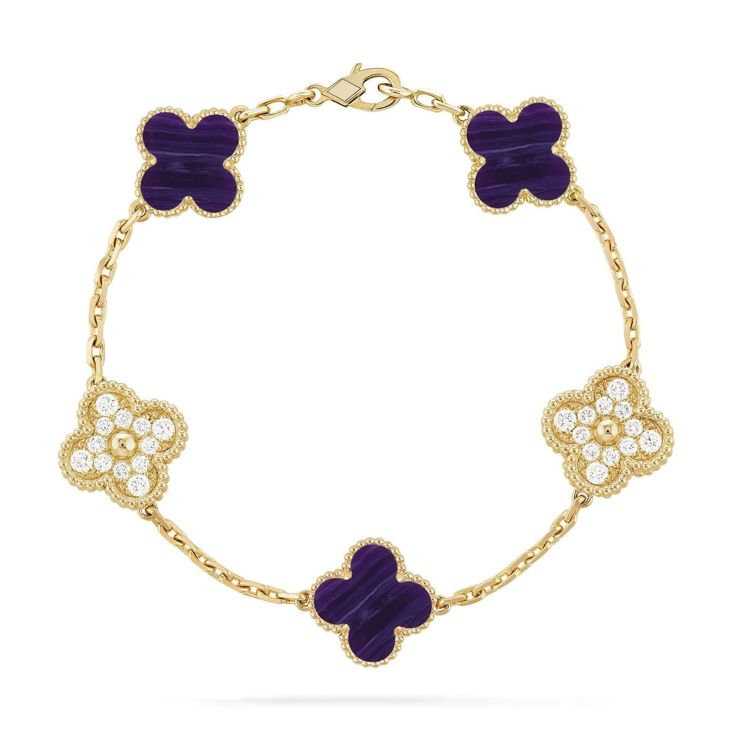 [Loran]LUCKY CLOVER 5-MOTIF BRACELET - CHAROITE COLLECTION