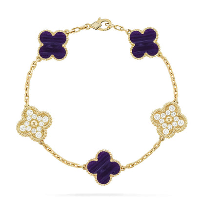 [Loran]LUCKY CLOVER 5-MOTIF BRACELET - CHAROITE COLLECTION
