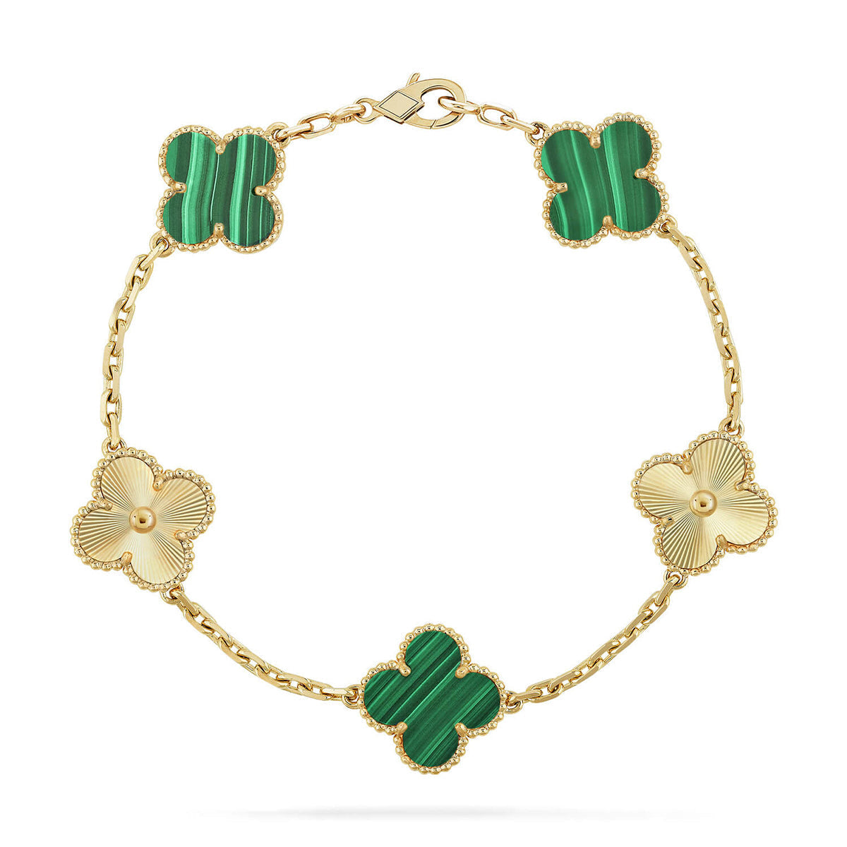 [Loran]LUCKY CLOVER 5-MOTIF BRACELET - MALACHITE COLLECTION