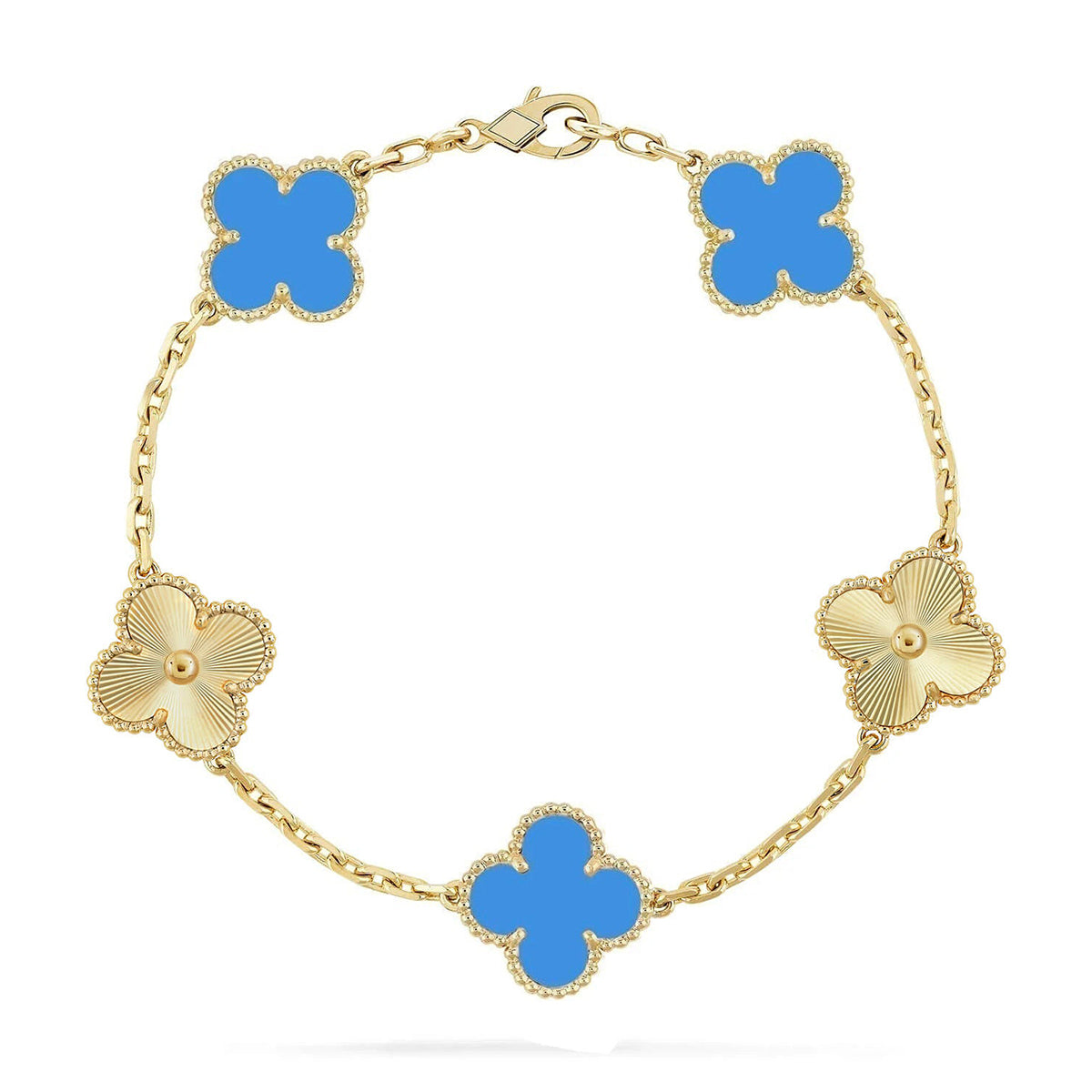[Loran]LUCKY CLOVER 5-MOTIF BRACELET - BLUE AGATE COLLECTION