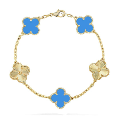 [Loran]LUCKY CLOVER 5-MOTIF BRACELET - BLUE AGATE COLLECTION