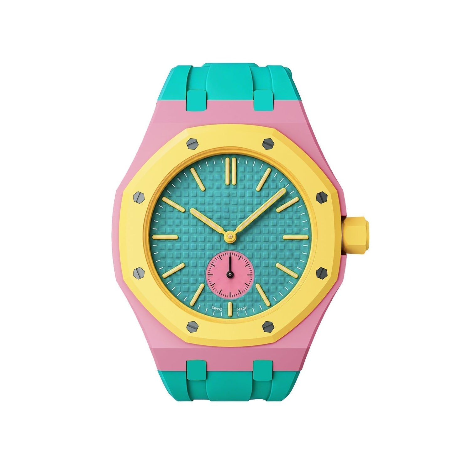 [Loran]OAK POP EXCLUSIVE PINK AND GREEN SILICONE STRAP