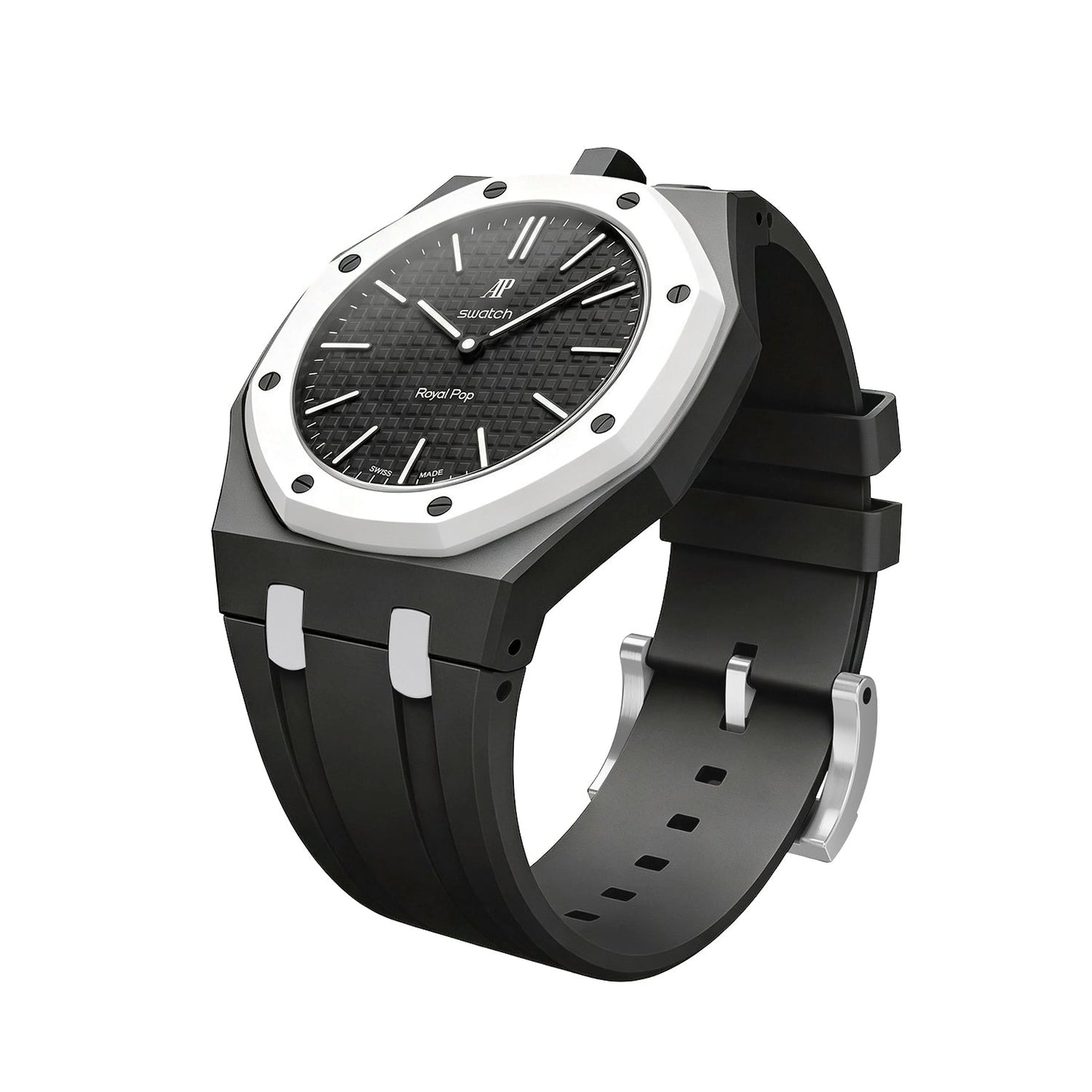 [Loran]OAK POP EXCLUSIVE BLACK AND WHITE SILICONE STRAP
