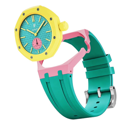 [Loran]OAK POP EXCLUSIVE PINK AND GREEN SILICONE STRAP