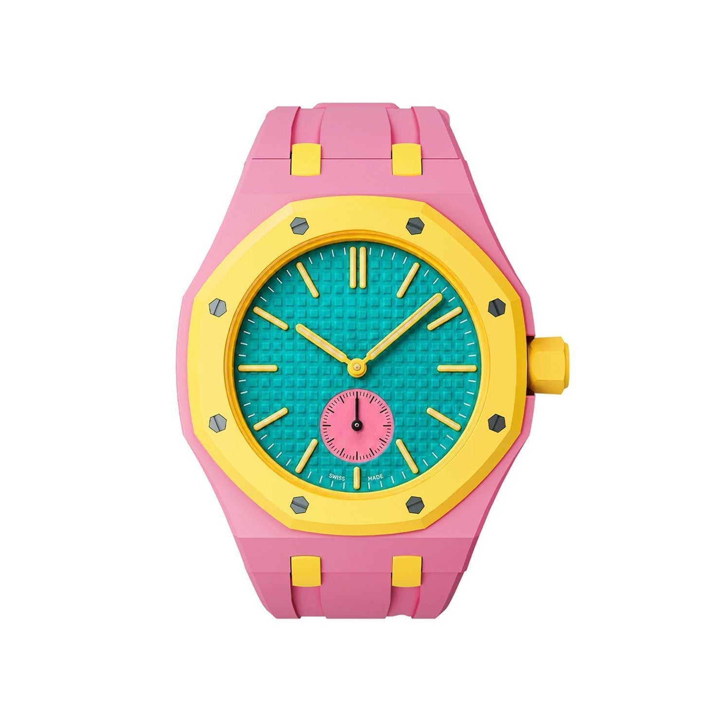 [Loran]OAK POP EXCLUSIVE PINK AND YELLOW SILICONE STRAP
