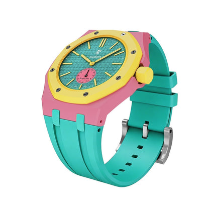 [Loran]OAK POP EXCLUSIVE PINK AND GREEN SILICONE STRAP