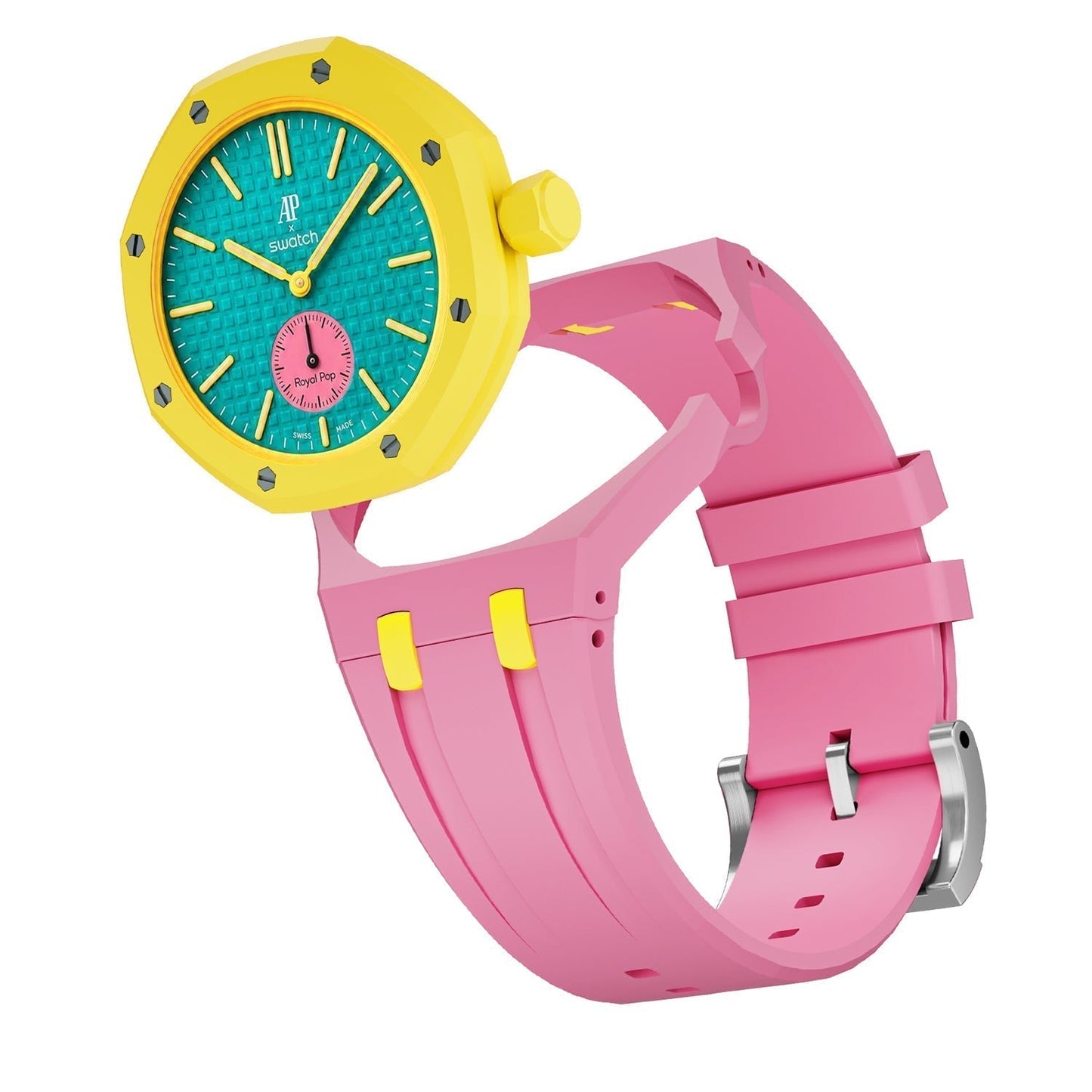 [Loran]OAK POP EXCLUSIVE PINK AND YELLOW SILICONE STRAP
