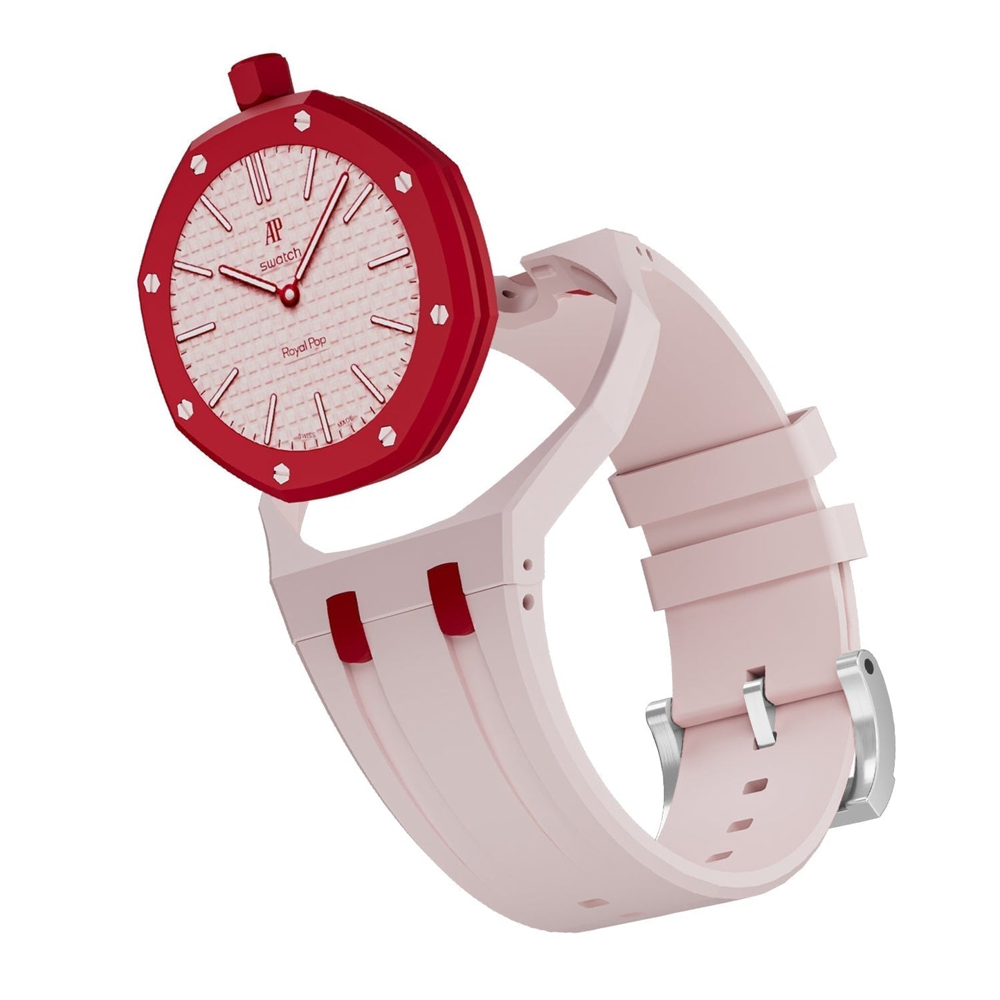 [Loran]OAK POP EXCLUSIVE PINK AND RED SILICONE STRAP