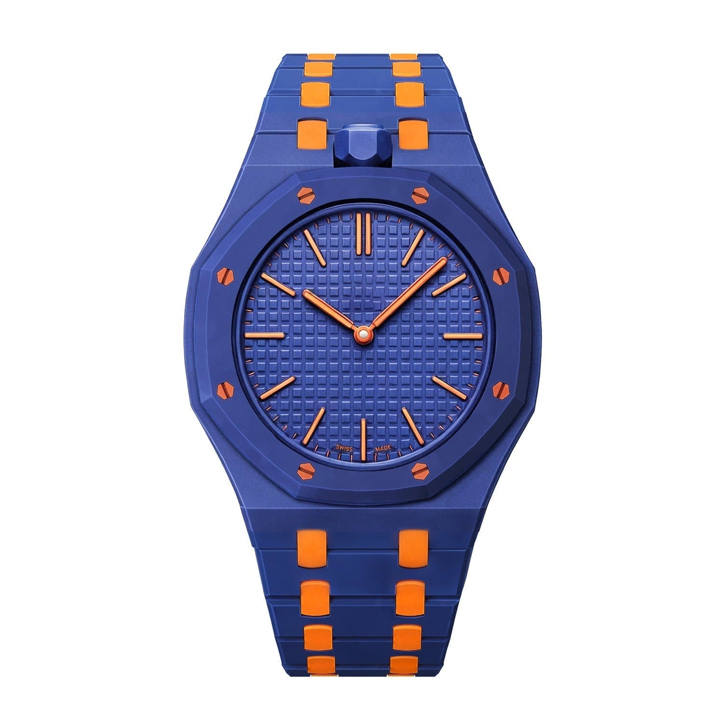 [Loran]OAK POP EXCLUSIVE DARK BLUE AND ORANGE BIOCERAMIC STRAP